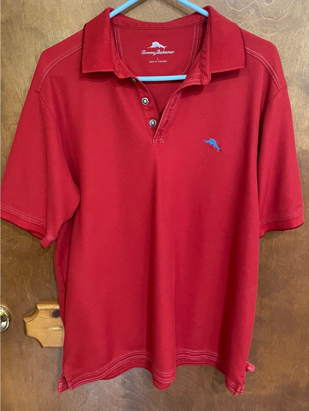 Tommy Bahama Red Polo with Blue Marlin Embroidery